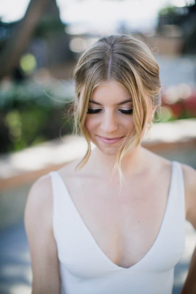 Bride wearing a white gown