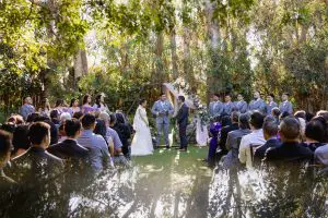 Bride and groom at Twin Oaks House for wedding ceremony